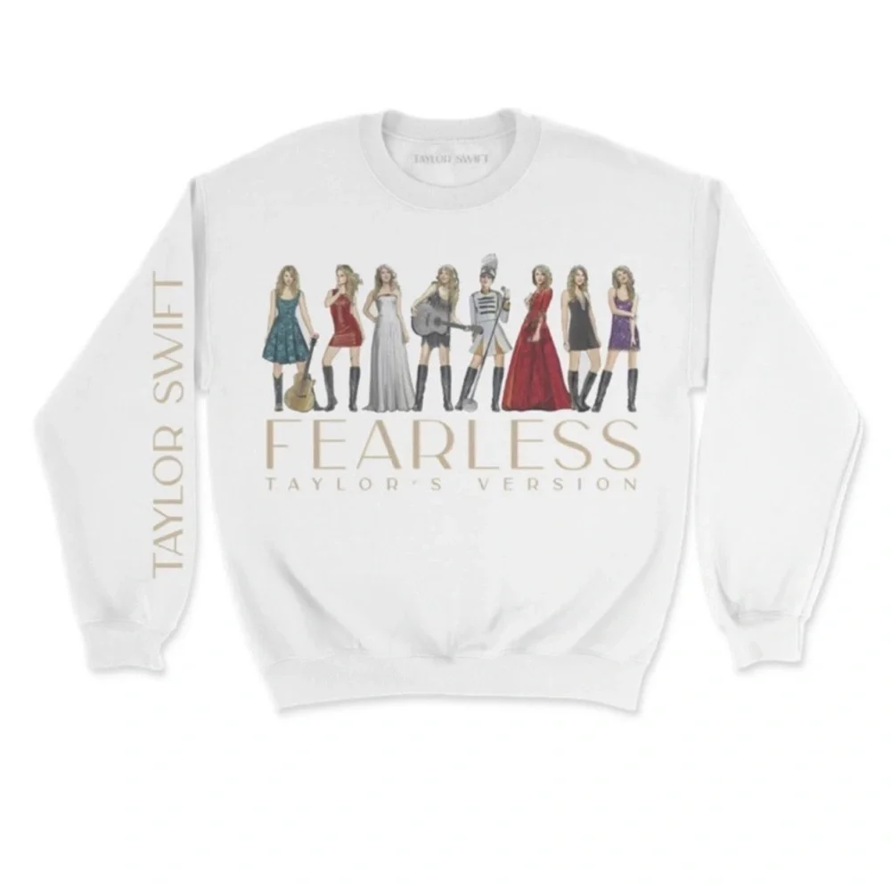 Taylor‎ Swift Fearless Eras Taylor's Version White Crewneck Sweatshirt Women's M
